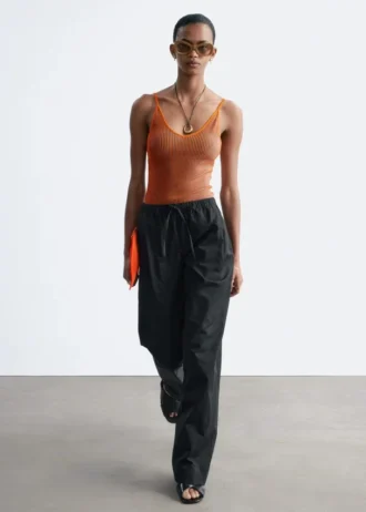 Pantaloni in twill di cotone con coulisse
