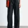 Pantaloni in twill di cotone con coulisse