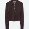 Polo in maglia a costine di lana merino