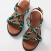 Sandali in pelle con perline