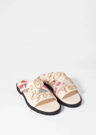 Sandali in pelle con stampa