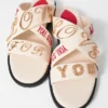 Sandali in pelle con stampa