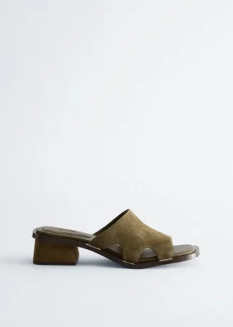 Sandali in pelle con tacco largo