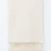 Sciarpa-coperta in lana con frange