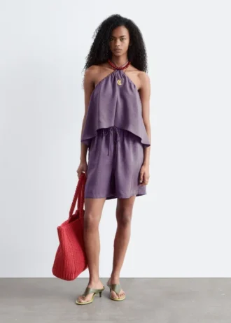 Shorts di seta con coulisse