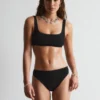 Slip bikini a vita alta testurizzato