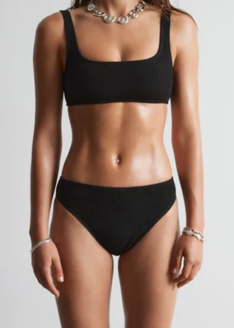 Slip bikini a vita alta testurizzato