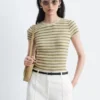 T-shirt a righe in maglia a costine