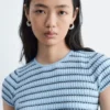 T-shirt a righe in maglia a costine