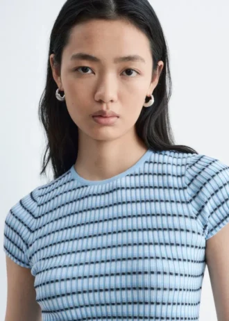 T-shirt a righe in maglia a costine