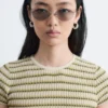 T-shirt a righe in maglia a costine