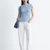 T-shirt a righe in maglia a costine