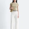 T-shirt a righe in maglia a costine