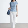 T-shirt a righe in maglia a costine