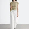 T-shirt a righe in maglia a costine