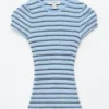 T-shirt a righe in maglia a costine
