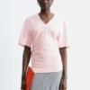 T-shirt con scollo a V arricciato