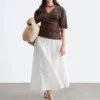 T-shirt con scollo a V arricciato