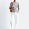 T-shirt con scollo a V arricciato