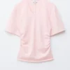 T-shirt con scollo a V arricciato