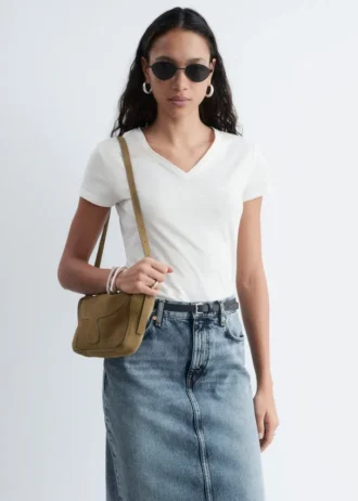 T-shirt in cotone con scollo a V