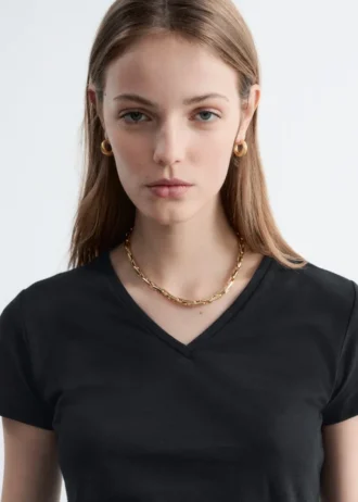 T-shirt in cotone con scollo a V