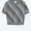 T-shirt in lana a righe con scollo a V