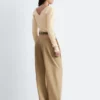 Top a V in maglia a coste