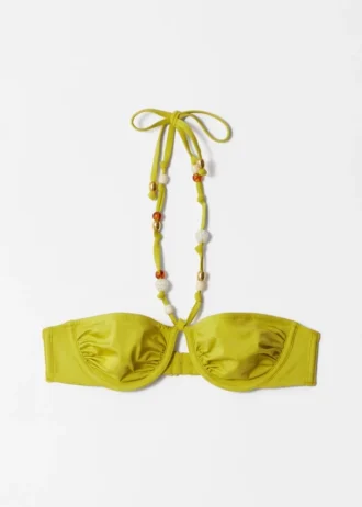Top bikini a balconcino con perline