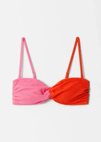 Top bikini a fascia con texture