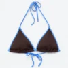 Top bikini a triangolo con bordi a contrasto