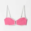 Top bikini con bordi a contrasto