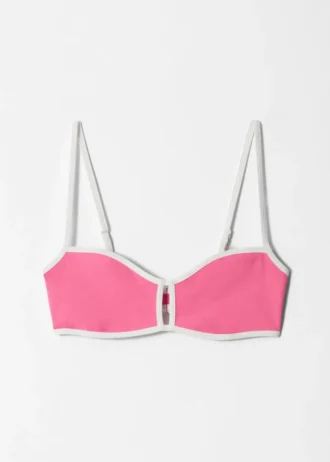 Top bikini con bordi a contrasto