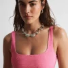 Top bikini con scollo quadrato testurizzato