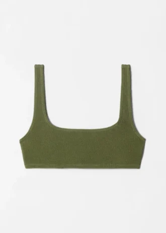 Top bikini con scollo quadrato testurizzato