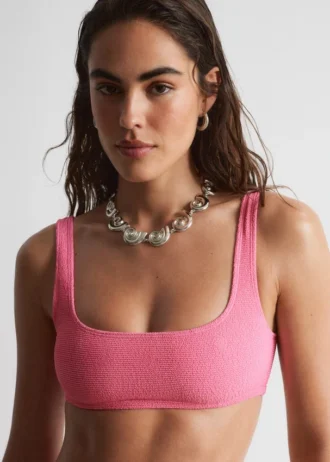 Top bikini con scollo quadrato testurizzato