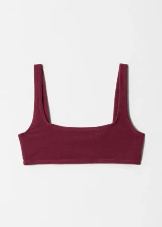 Top bikini con scollo quadrato testurizzato
