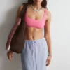Top bikini con scollo quadrato testurizzato
