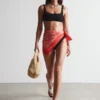 Top bikini con scollo quadrato testurizzato