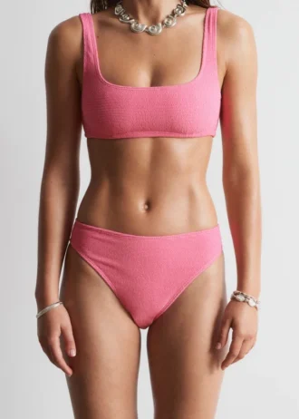 Slip bikini a vita alta testurizzato