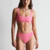Slip bikini a vita alta testurizzato