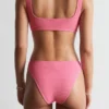 Slip bikini a vita alta testurizzato