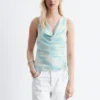 Top con collo a cappuccio e coulisse