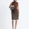 Top con collo alto arricciato