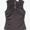 Top con scollo a goccia arricciato