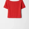 Top con spalle scoperte in maglia a coste