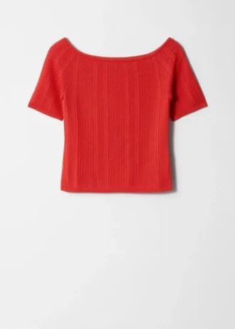 Top con spalle scoperte in maglia a coste
