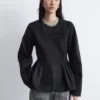 Top in cotone con peplo