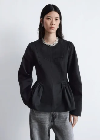 Top in cotone con peplo