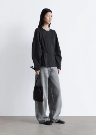 Top in cotone con peplo